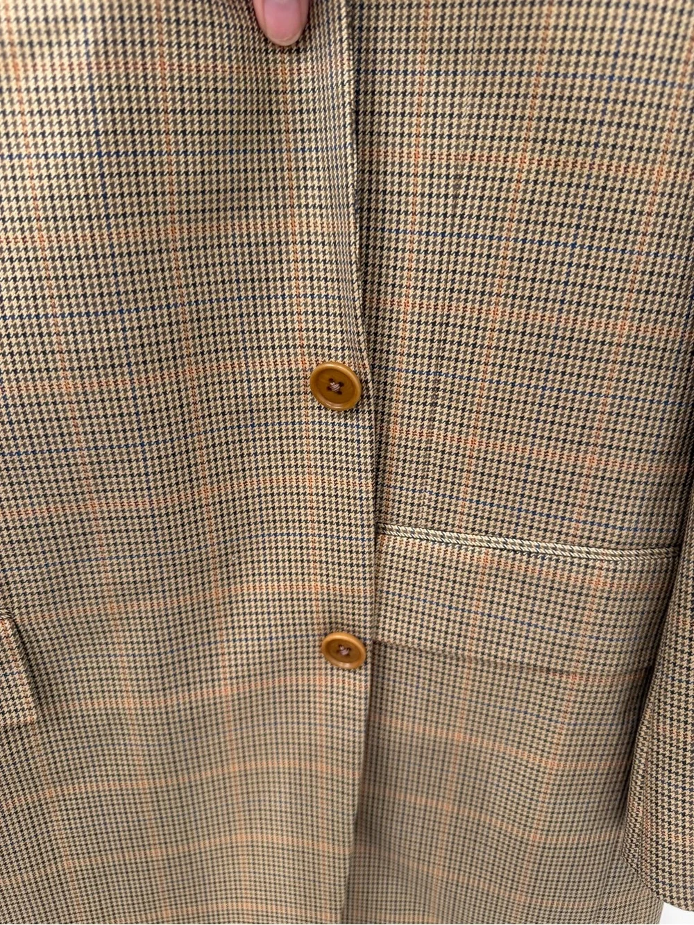 Brooks Brothers Regent Ethomas Silk and Wool Brown Houndstooth Check Blazer